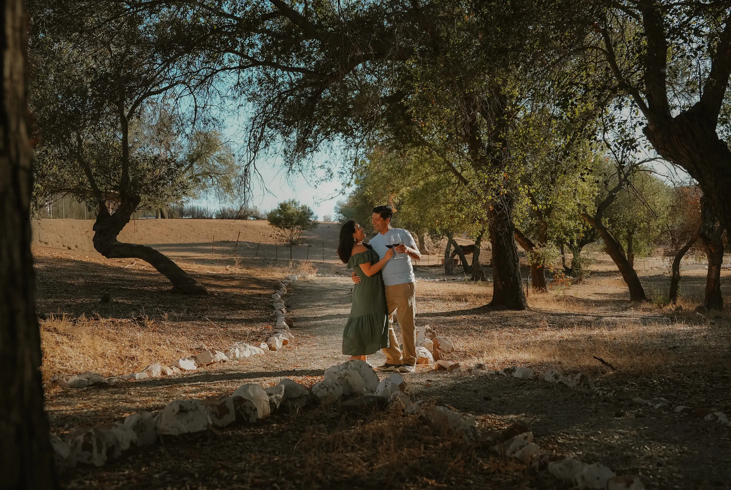 A family picnicking in the green areas